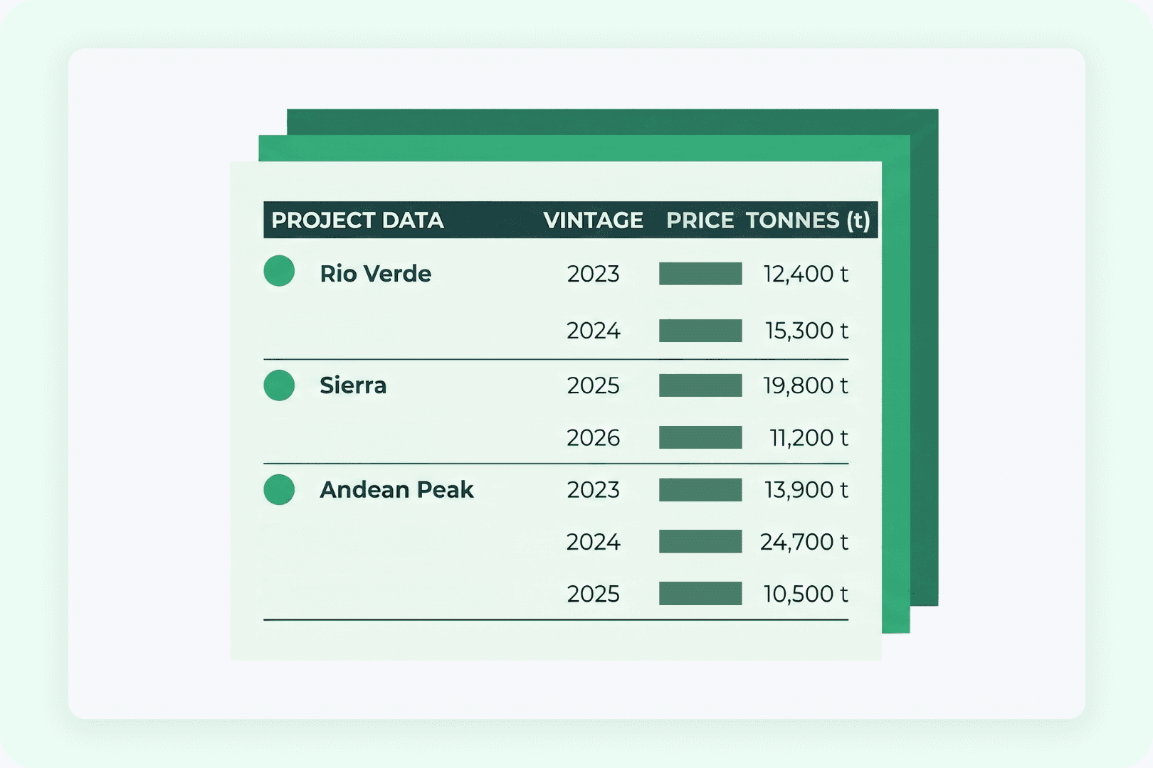 Picture 1. Visualization of carbon credit stock in a portfolio deck